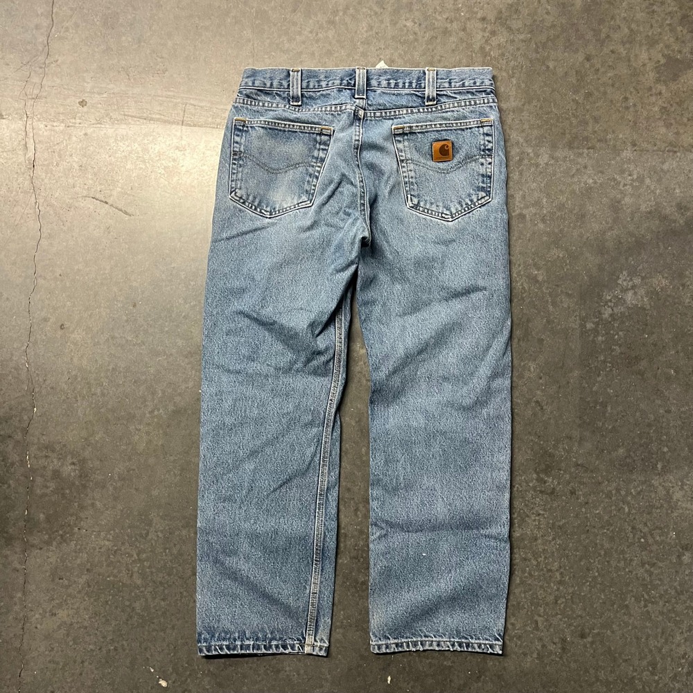 Carhartt Traditional Fit Straight Leg Light Wash Denim Jeans Mens 34x30 4524